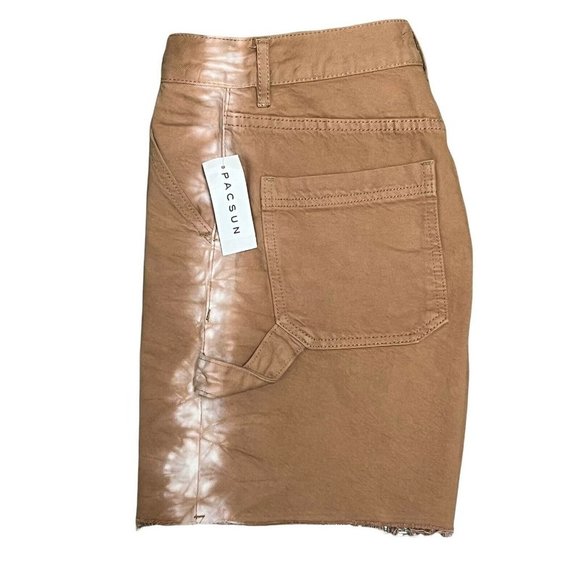 NWT PacSun Latte High Waisted Boyfriend Carpenter Shorts 90’s 23 24 25 26 Long - Picture 11 of 12